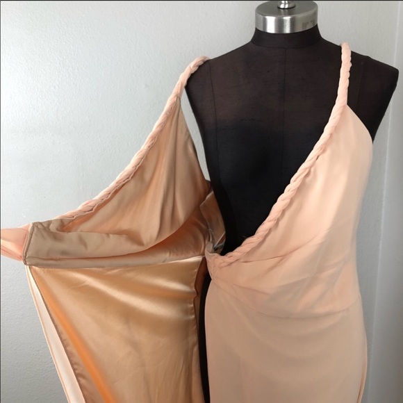 NWT Joanna August Peach Blush Wrap Chiffon Gown - Picture 5 of 8